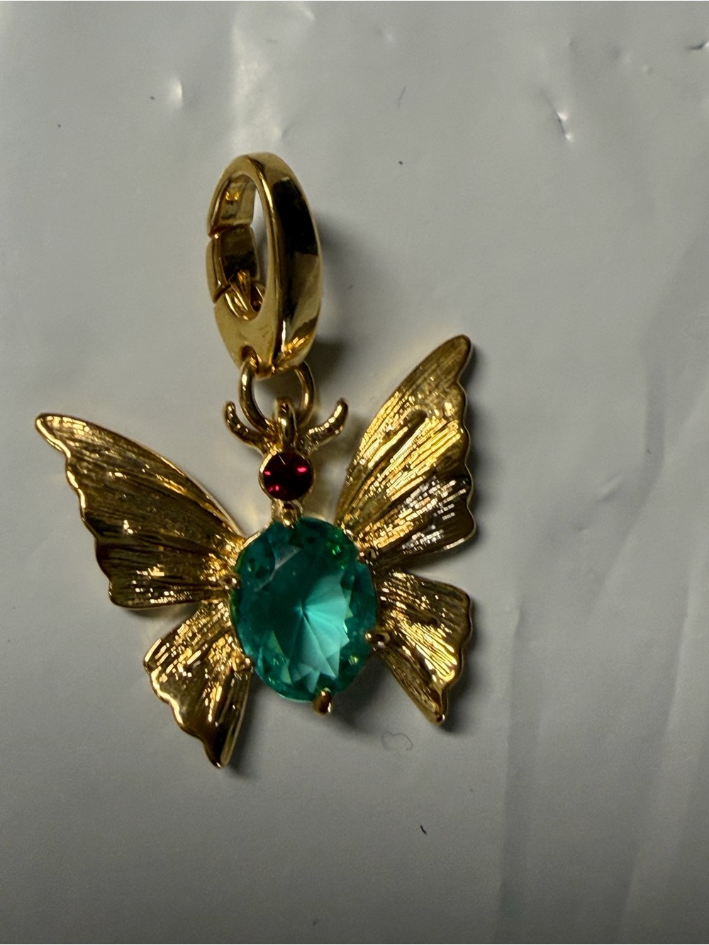 Spartina 449 Gold Butterfly Charm with Teal and Ruby Stones